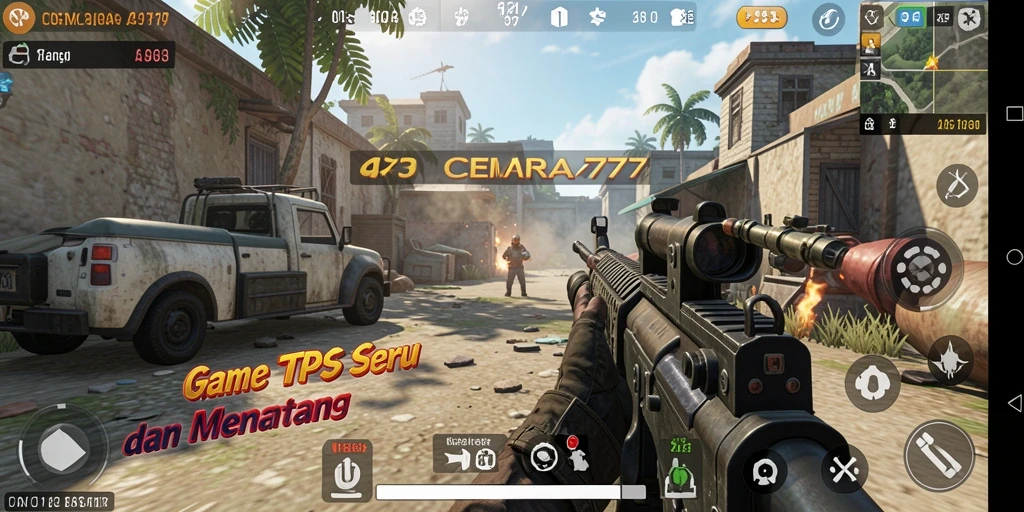Tampilan gameplay CEMARA777 dalam aksi TPS yang mendebarkan.