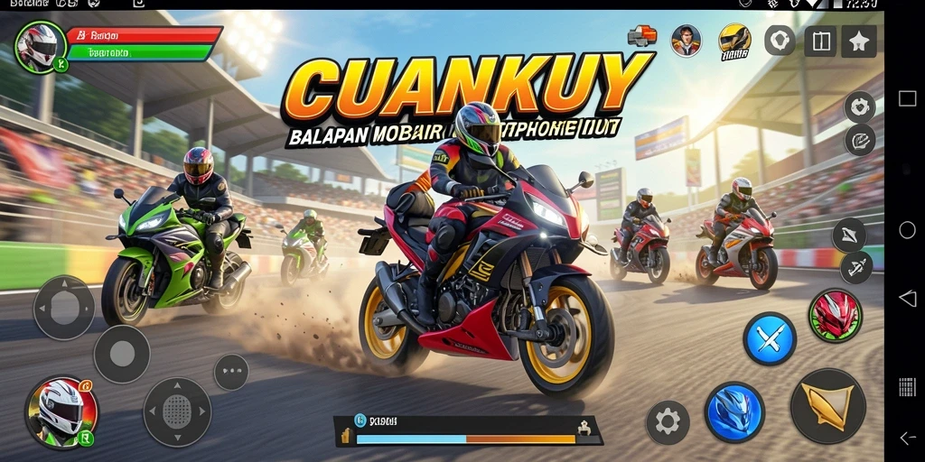 Tampilan gameplay CUANKUY yang mendebarkan dan penuh aksi balapan.