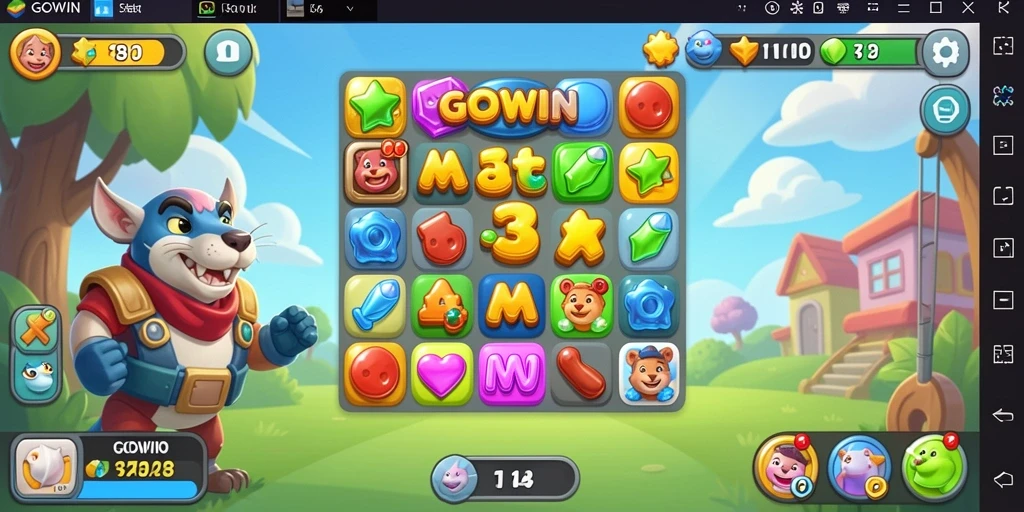 Tampilan screenshot GOWIN menampilkan gameplay Match-3 yang seru.
