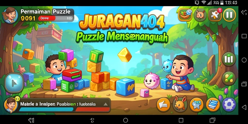Screenshot menunjukkan pemain menyelesaikan teka-teki di JURAGAN404.