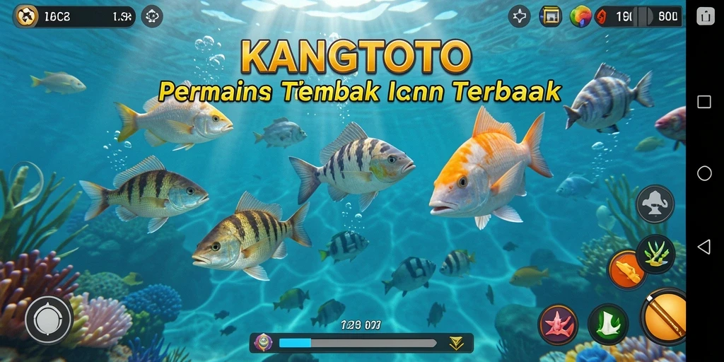 Tampilan gameplay seru di KANGTOTO dengan berbagai ikan untuk ditembak.
