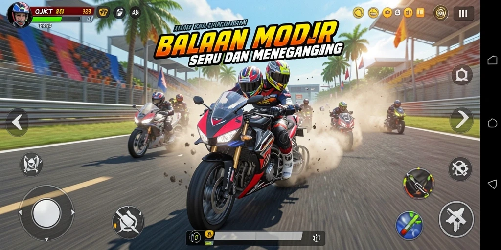 Gameplay seru di balapan motor dengan grafis menakjubkan.