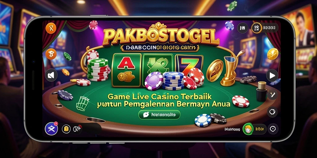Screenshot gameplay PAKBOSTOGEL menampilkan dealer profesional dan suasana casino yang mendebarkan.