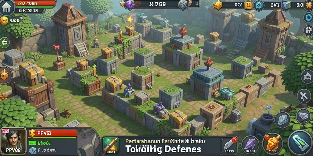 Tampilan gameplay seru PPV88 dalam pertempuran Tower Defense.